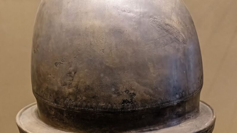 (Venice) Ancient Roman statues in the Museo archeologico nazionale - Etruscan helmet